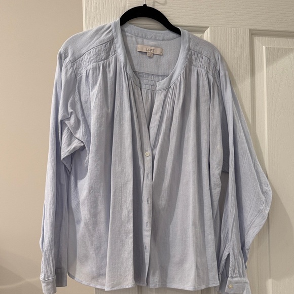 LOFT Soft Blue Long Sleeve Blouse - Picture 2 of 3